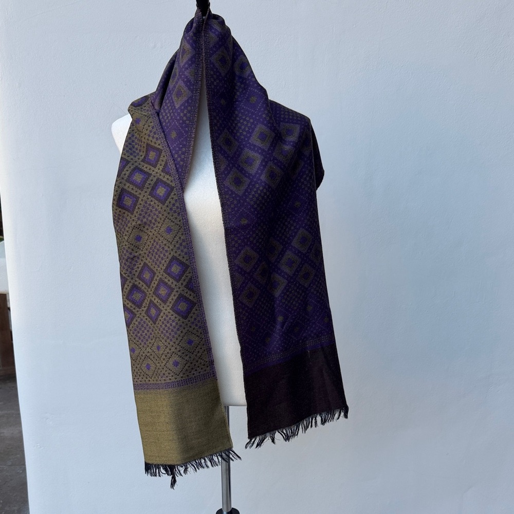 YVES SAINT LAURENT YSL Vintage Purple and Olive Men’s Scarf Shawl